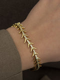 Gold Cz Pave Fern Leaf Chevron Link Bracelet wholesale jewelry BRACELETS  Catwalk Jewellery Europe