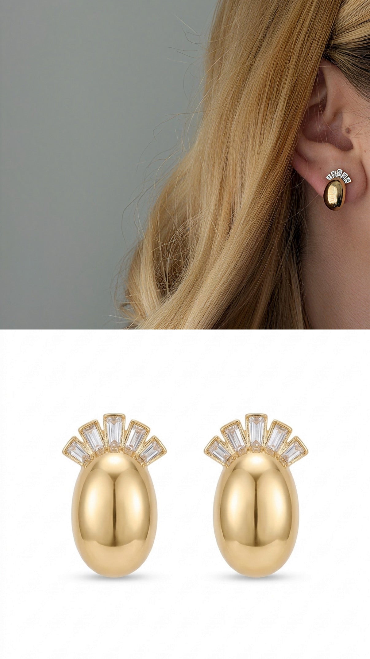 Silver Emerald Cut Cz Triple Arm Ear Jacket Earrings wholesale jewelry VIP 14K EARRINGS  Catwalk Jewellery Europe