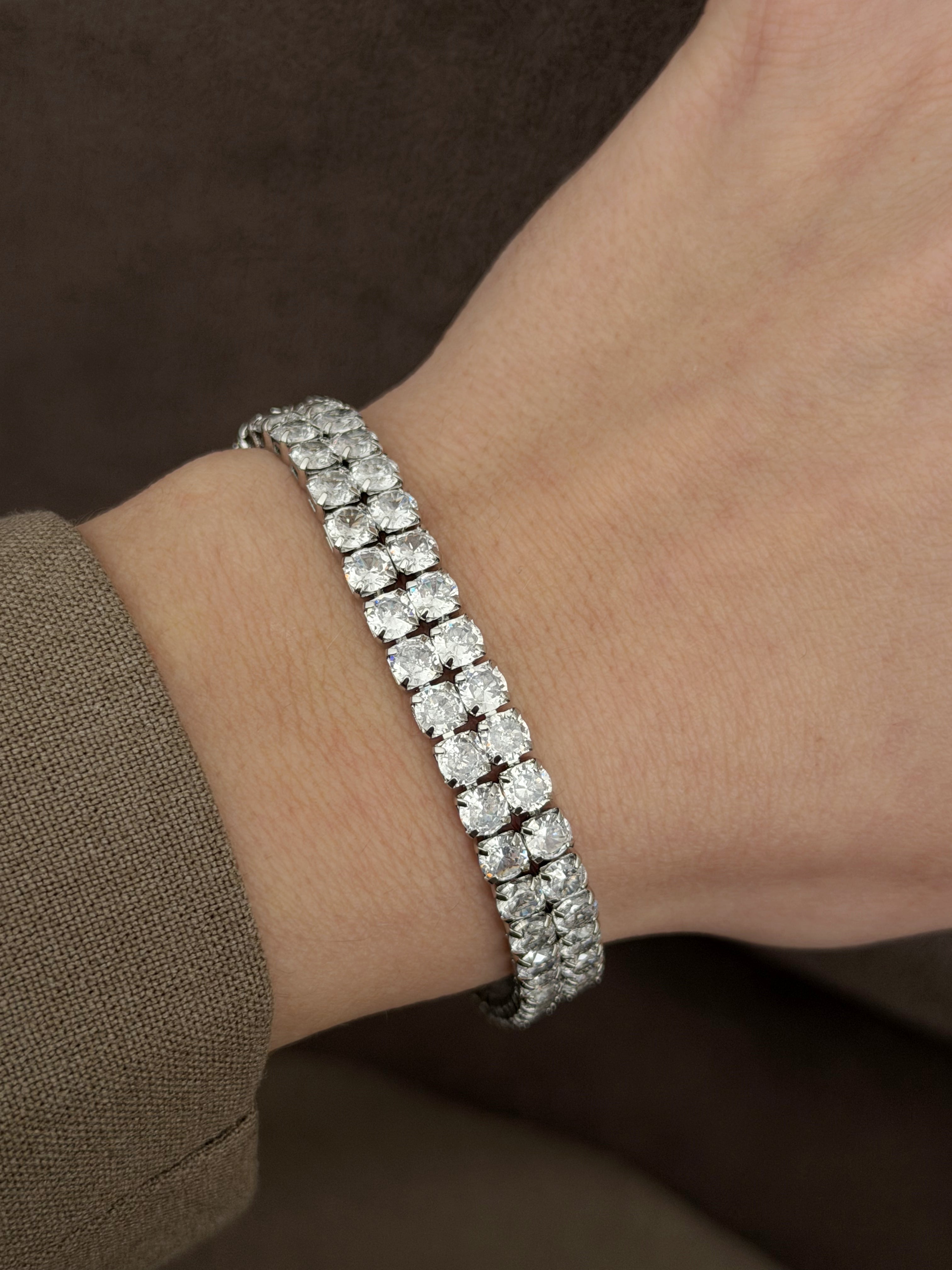 Silver Double Row Round Cut Cz Tennis Bracelet wholesale jewelry BRACELETS  Catwalk Jewellery Europe