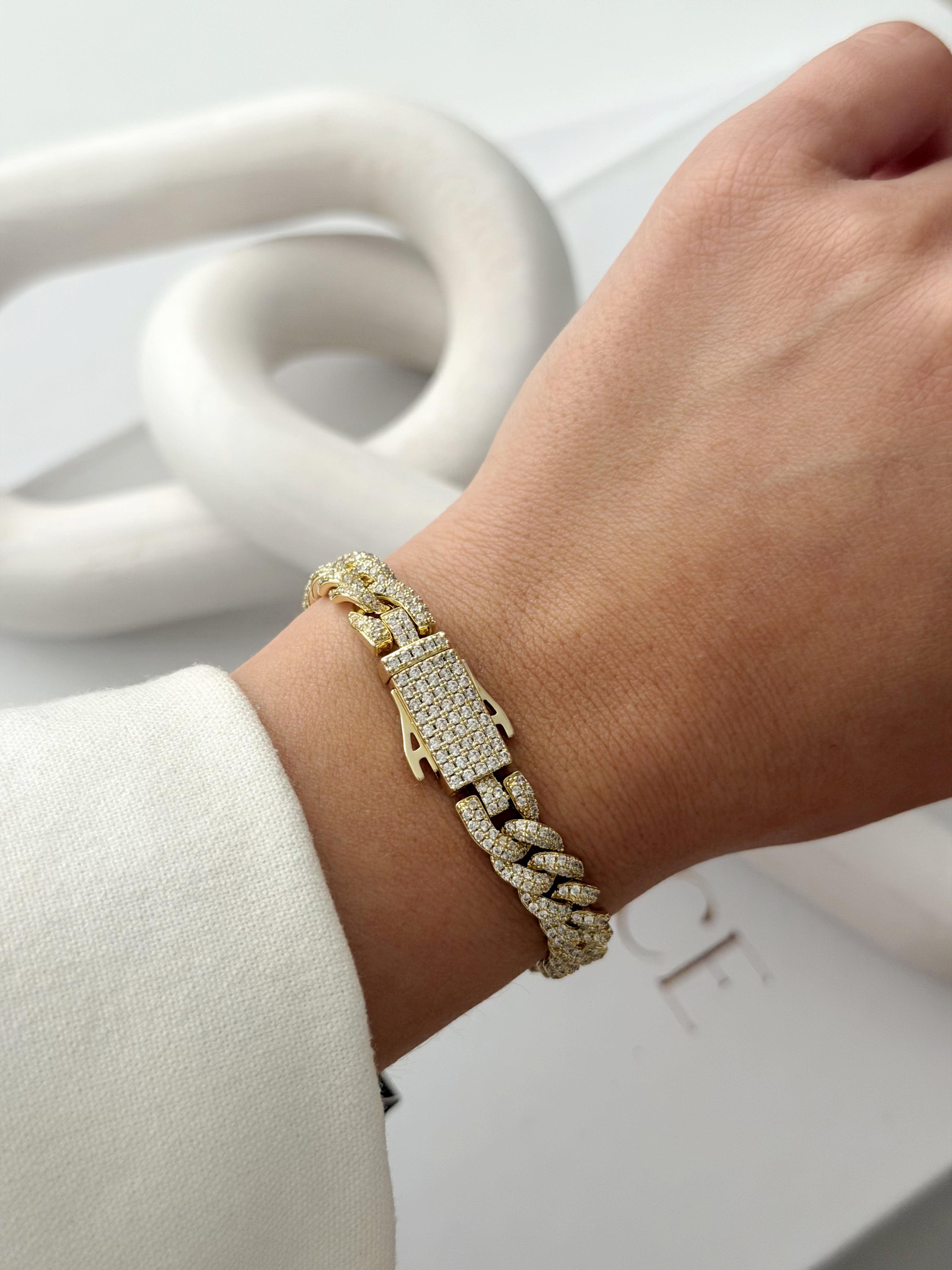 Gold Iced Out Cz Pave Curb Chain Bracelet wholesale jewelry BRACELETS  Catwalk Jewellery Europe