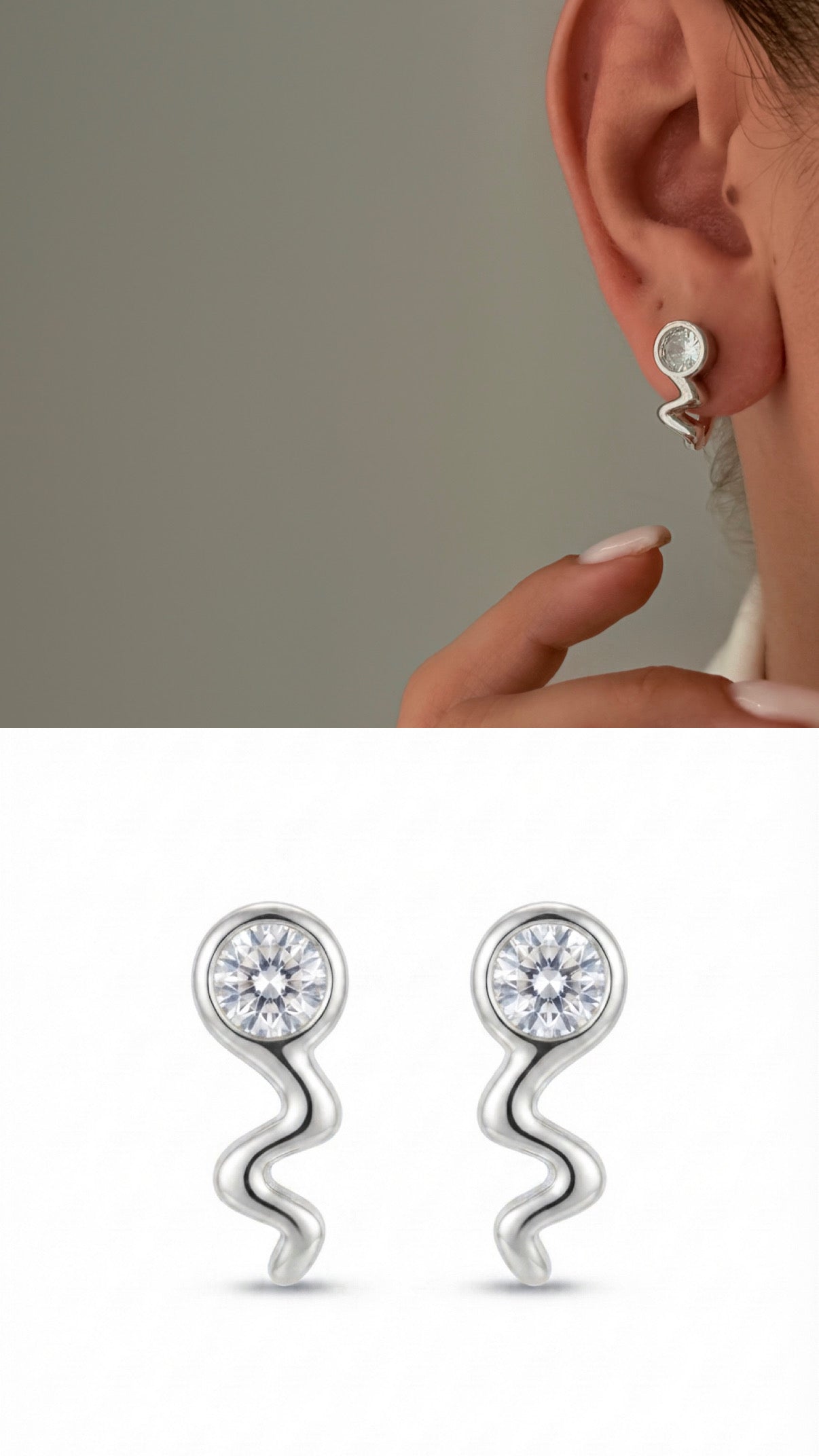 Silver Cz Pave Nail Motif Huggie Earrings wholesale jewelry VIP 14K EARRINGS  Catwalk Jewellery Europe