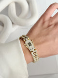Gold Iced Out Cz Pave Chunky Curb Chain Bracelet With S Logo Clasp wholesale jewelry BRACELETS  Catwalk Jewellery Europe