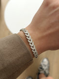 Silver Cz Pave Overlapping Leaf Motif Link Bracelet wholesale jewelry BRACELETS  Catwalk Jewellery Europe