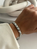 Silver Cz Pave Pyramid Studded Rectangular Link Bracelet wholesale jewelry BRACELETS  Catwalk Jewellery Europe