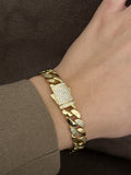 Gold Cz Pave Accent Chunky Curb Chain Bracelet wholesale jewelry BRACELETS  Catwalk Jewellery Europe
