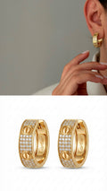 Gold Chunky Power Dressing Hoops Screw Motif Cz Pave Curated Maximalism Statement Earrings wholesale jewelry VIP 14K EARRINGS  Catwalk Jewellery Europe