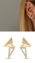 Gold Cz Pave Geometric Lightning Bolt Stud Earrings wholesale jewelry VIP 14K EARRINGS  Catwalk Jewellery Europe